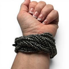 NWT Chunky Metallic Bead Bracelet Stretch Multistrand Gunmetal Cookie Lee