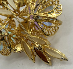 Juliana Delizza Elster Gold Tone Topaz Margarita Navette Brooch Earring Set