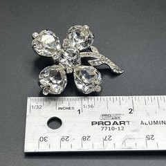 RARE! Eisenberg Original Brooch Pin Clover Shamrock Heart Rhinestone 2”L *READ*