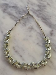 Vintage 2 PC Thermoset Necklace Clip On Earring Set Light Green Moonglow? Lucite