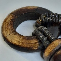 Wooden O-Ring Chunky Boho Necklace Organic Tribal Beads Needs Restrung Ethnic DM