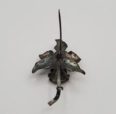 VTG Sterling Silver Orchid Flower Brooch 2in Faux Pearl Center Patina Estate