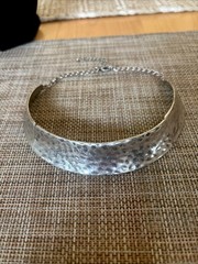 Vintage Hammered Silver Choker Adjustable Length & Articulated Excellent