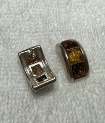 Vintage Honey Baltic Amber Sterling Silver Half Hoop Earrings, .75 in
