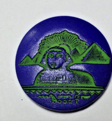 Vintage Czech Egyptian Revival Blue Lapis Glass Sphinx Round Cabochons Cabs 32mm