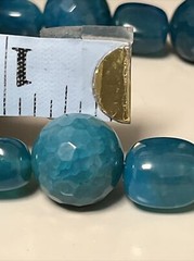 NATURAL BLUE ROUND FACETED MINERAL STONE BEADS NECKLACE AGATE BEADED HSN 314g