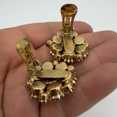Vintage Rhinestone Brooch & Earrings Set Pink AB Crystal Cupcake Setting