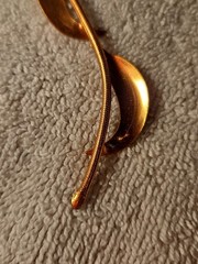 Vintage Copper 4 1/2″ Long Stem Single Flower Floral Etched Brooch Pin