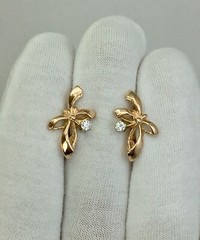 Vintage Original Natural Diamond 0.10 Ct Rose & White Gold Earrings 583 14K