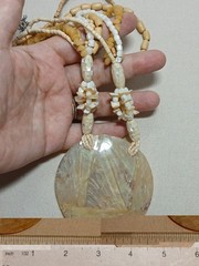 Mother Of Pearl Bead Pendant Necklace 25″