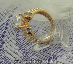 9 mm CUBIC ZIRCONIA VERMEIL over Sterling Silver 0.925 Estate Engage RING size 8