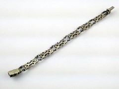Vintage Sterling Silver Ornate Link Motif Bracelet Marcasite Accents 6.5In 13.9g