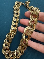 Vintage Monet Gold Tone Double Curb Link Chain Necklace 21″ Adj. Hook Clasp