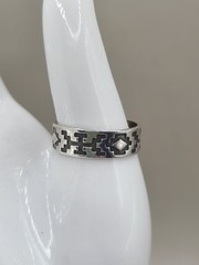 Vtg Wheeler Manufacturing Co Sterling Silver Tribal Overlay Band Ring Size 8.5