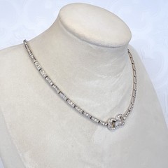 Vintage 1930S Trifari Channel Set Rhinestone Tennis Necklace Choker Glamour