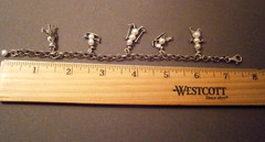 Vtg Shube’s 925 Sterling Faux Pearl Snowman Winter Sports Charm Bracelet AS IS