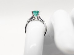 Vintage 1950s $5000 2.30ct AAA+++ Colombian Emerald Diamond 14k White Gold Ring