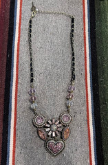 Vintage Betsy Johnson Necklace Pink Gems Costume Jewlery