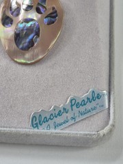 Rare NOS Vintage STORRS Bear Paw Totem Pin Inlaid Fire Abalone Brooch Alaska