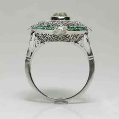 3.2Ct Art Deco Style Round Lab Created Diamond Engagement 14K White Gold FN Ring