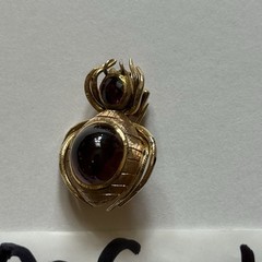 Vintage 14K Yellow Gold Rhodolite Garnet Spider Beetle Insect Brooch Pendant