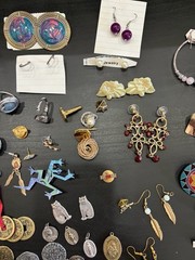 Vintage Costume Jewelry Lot Earrings Ring Lapel Pins Pieces And Sets