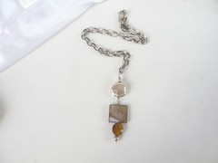 Silpada Sterling Silver 925 Rustic Boho Abalone Rolo Chain Link Necklace