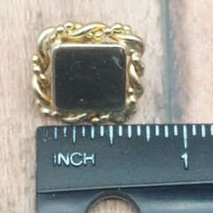 Star Gold Tone Vintage Screw Back Clip Earrings Square Twisted Chain Edge .75″