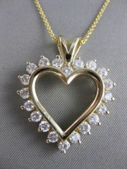 ESTATE 1.51CTW DIAMOND CLASSIC MEDIUM OPEN HEART 14KT YELLOW GOLD PENDANT #17570
