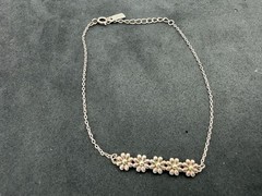 2.80g Vintage Sterling Silver 925 Flower Chain Bracelet Adjustable 8.5 in M