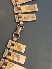 1950s Matisse Renoir ‘Peter Pan’ Blue Enamel Copper Necklace & Clip-on Earrings