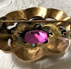 Antique Victorian 10-14k Gold Pink Topaz? Brooch