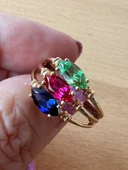 14K GOLD EMERALD GREEN,RUBY RED,SAPPHIRE BLUE CZ CUBIC ZIRCONIA WIDE BAND RING