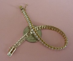 Vintage Beautiful FAS Sterling Silver 925 Gold CZ Tennis Bracelet 7.5″ (L)