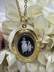 Maiden Cherub Angel Wedding jewelry Cameo Locket Pendant Necklace Gold Mom Gift