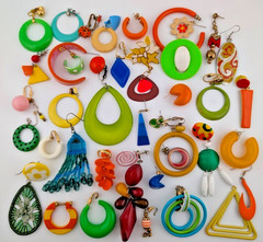 vintage 60s 70s Single Earrings Lot groovy mod gogo pop art MCM craft harvest Y2