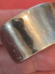 Vtg 70s Modernist Southwst .75″ Wide Sterling 925 Cuff Bracelet & Teal Acrylic?