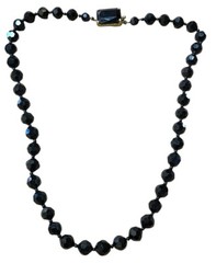 Vintage Castlecliff Black Crystal Glass French Jet Necklace Choker