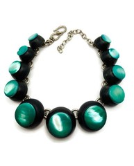 Vintage YSL Yves Saint Laurent Green and Wood Necklace 1980’s