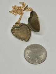 Victorian Aesthetic Movement Bird & Flower Vines Double Sided RG Locket Necklace