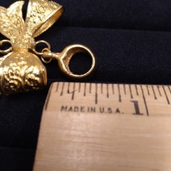 Dauplaise Gold Tone Bow Pendant with Faux Pearl Dangle (No Chain)
