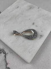 Vintage 925 Sterling Silver Deco Marcasite Teardrop Pendant