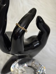 Vintage New Old Stock Gold Plated Love Knot Ring Adjustable Band Y2K Faux Stone