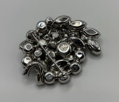 Vintage Weiss Smoky Gray Rhinestone Brooch Pin and Earrings Signed Beautiful