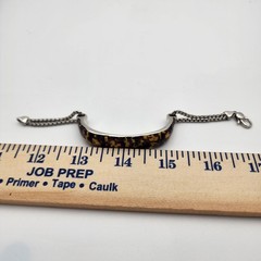 VTG Helen Andrews HAN 925 Italy Resin Bar Bracelet 6.5in Brown Leopard GUC