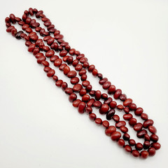 Artisan Hand Strung Red Seed Nut Bead Single Strand Infinity No Clasp Necklace