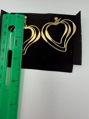 Vintage Avon Triple Heart Hoop Pierced Earrings Gold Tone w/Surgical Steel Posts