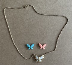 Vintage Jewelry Avon Goldtone Interchangeable Plastic Butterfly Necklace