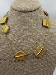 Vintage Necklace Anne Klein Station Shapes Metal Chain Chunky 36 in
