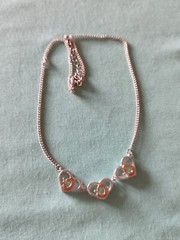 Two Tone Gold Silver Plate Heart Necklace 16″